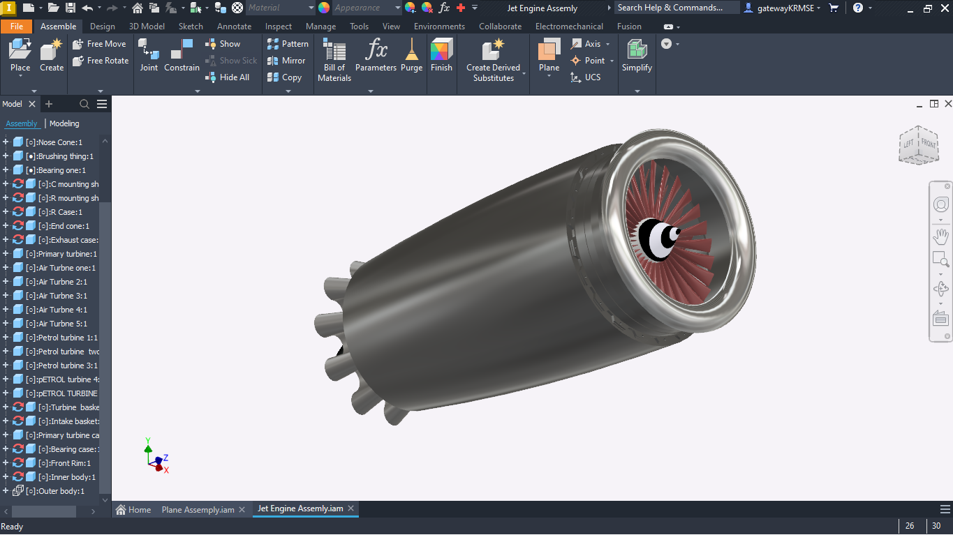 Turbo Fan Jet Engine涡轮风扇喷气发动机3D图纸 INVENTOR设计